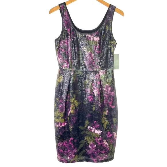 Donna Ricco Sequin Floral Dress Purple Black 4 New! - Picture 2 of 10